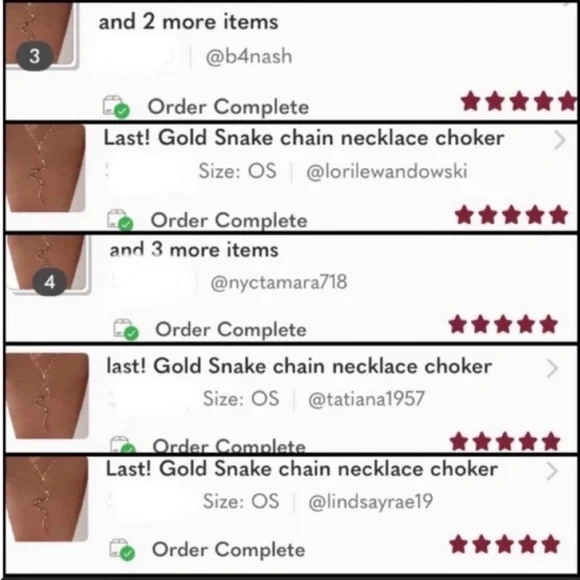 Last one! Best seller! 5 stars! Gold Snake chain necklace - Picture 2 of 5